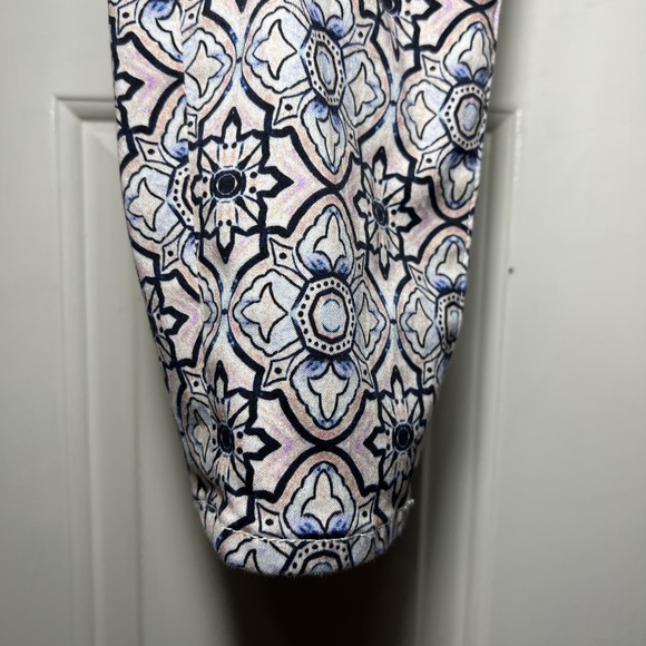 7 For All Mankind Sz 31 Stained Glass Mosaic Pink Blue Cropped Jeans POSH36 - Picture 11 of 16